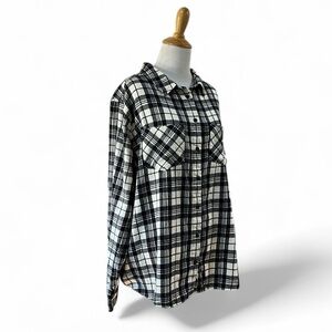 DIP NEW NOMAD PLAID FLANNEL BUTTON DOWN SHIRT BLACK WHITE PLUS SIZE 3X